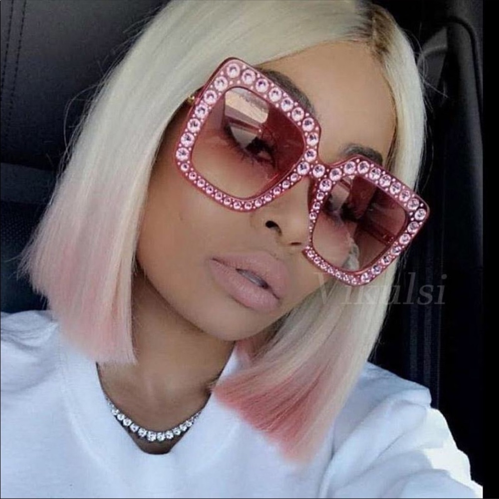 Oversized Crystal Square Sunglasses 🕶 PINK ONLY